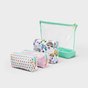 Roller Rabbit x Target 4pc Multi-Purpose Pouch Set White/Teal NEW